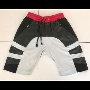 Black White Pink Shorts Faux Leather